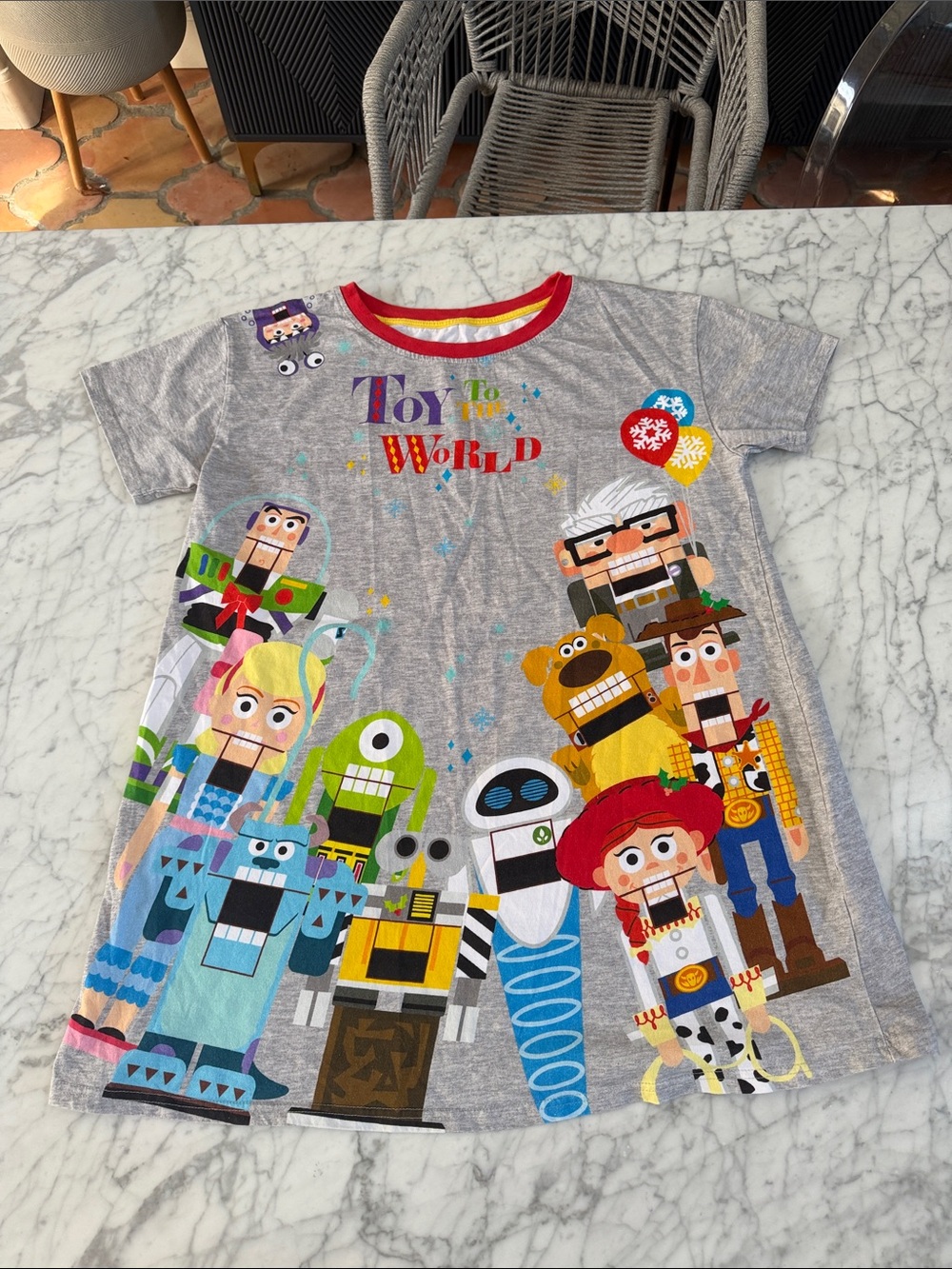 Disney Pixar Toy to the World Christmas Nutcracker Nightshirt Gray Womens Large